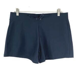 Nike Dri Fit Shorts Women's Large Drawstring Navy‎ Blue Polyester Blend SS-1193